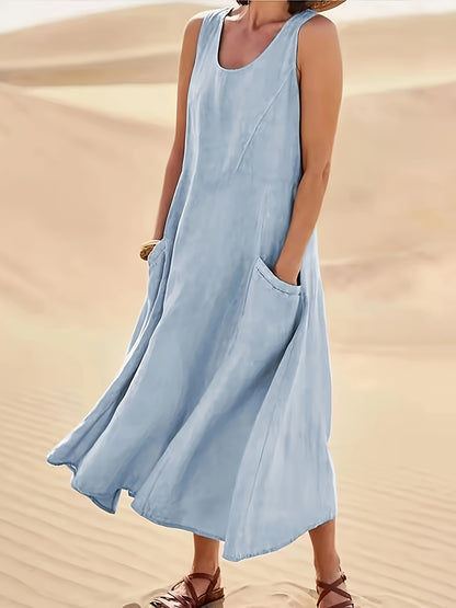 Casual Ärmelloses A-Linien Kleid