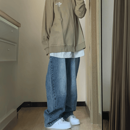 Damen Baggy Jeans - hoch geschnittene blaue Denim-Hosen für lässige Anlässe - täglicher Stil & Komfort