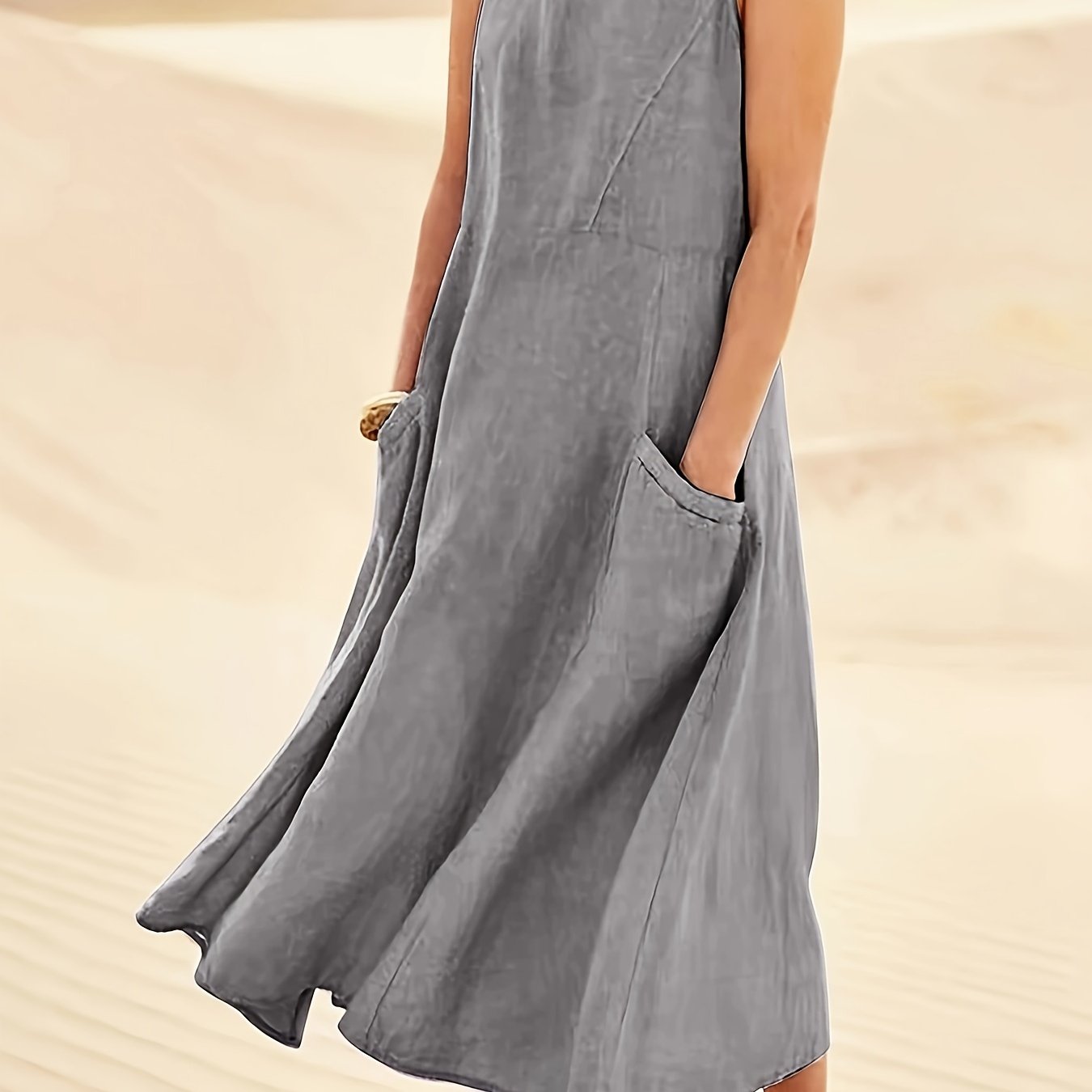 Casual Ärmelloses A-Linien Kleid