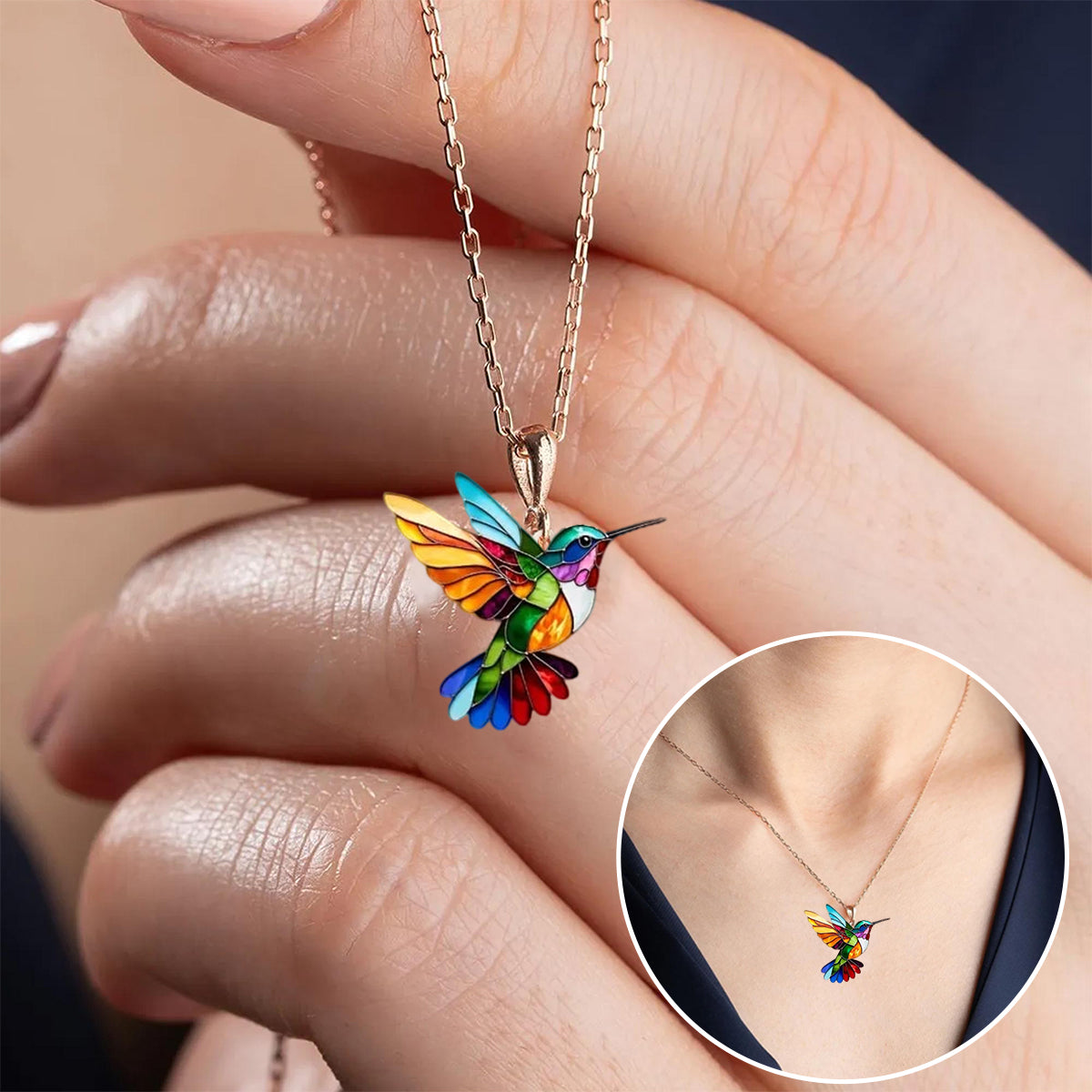 Multicolor Kolibri Kette – Für Vogel-Liebhaber & Schmuck-Fans