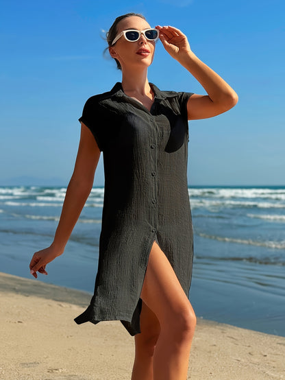 Elegantes Quadrat-Hals Strandshirt