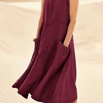 Casual Ärmelloses A-Linien Kleid