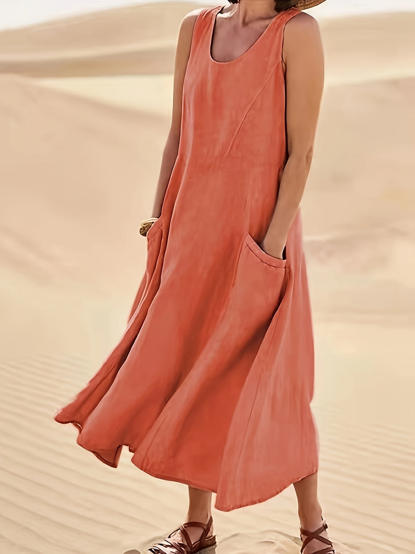 Casual Ärmelloses A-Linien Kleid
