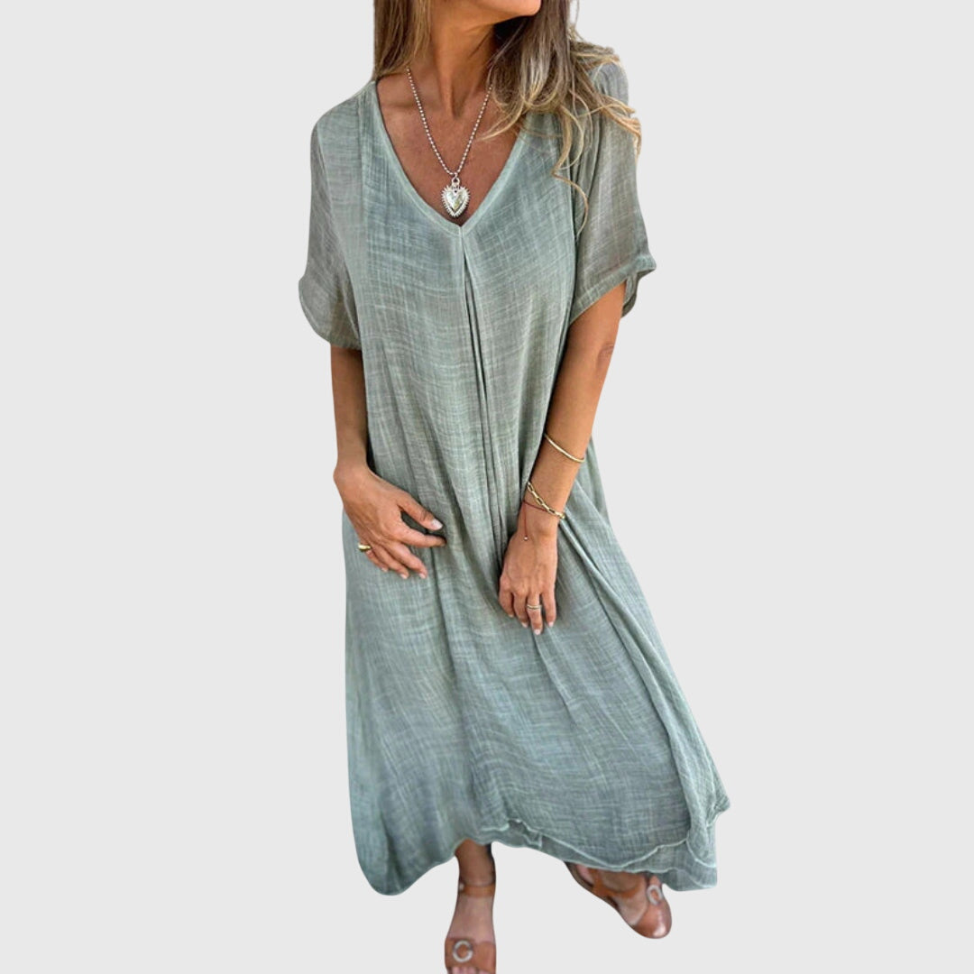 Fiona I Elegant Lightweight V-Neck Dress