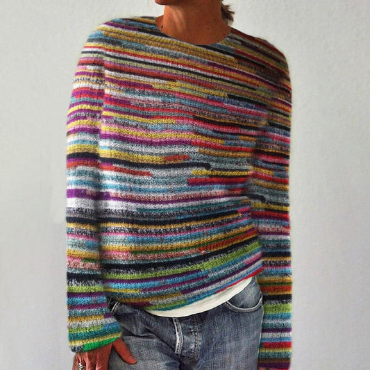 Monique | Gestreifter Winterpullover mit Rundhalsausschnitt