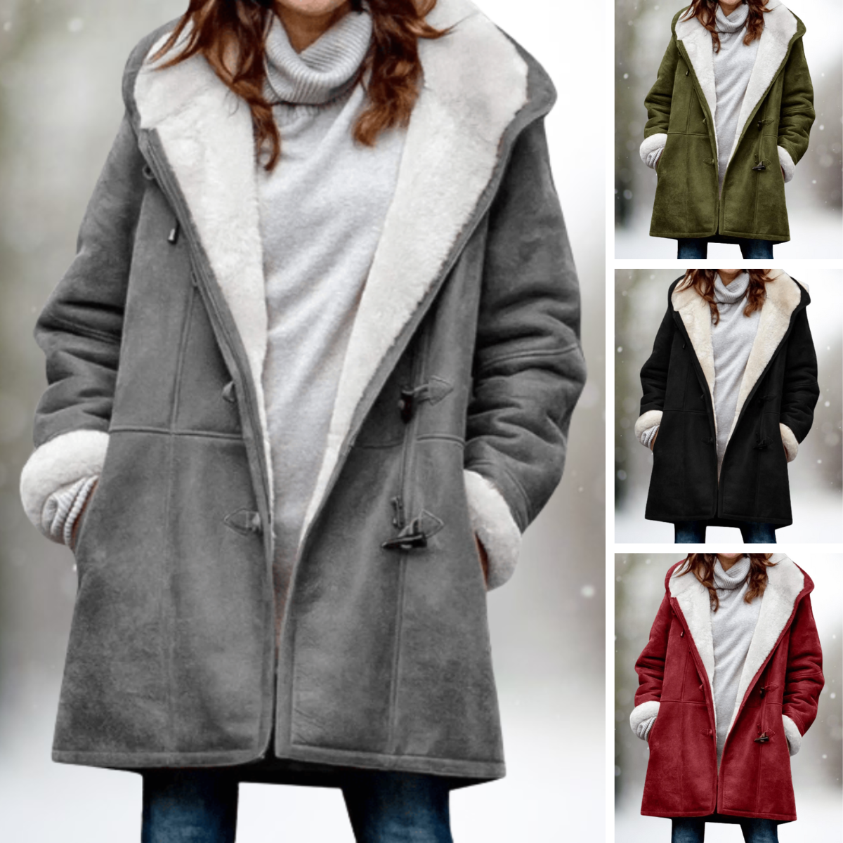 Svetlana – Premium-Wildlederjacke mit halblanger Kapuze