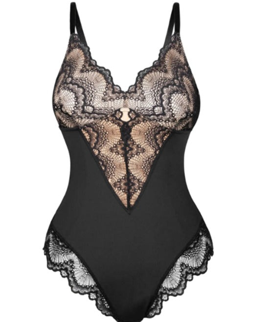 Sculpting Kanten Shapewear Bodysuit mit Slip