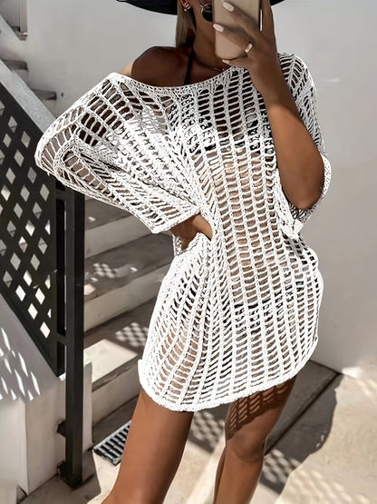 Katerina | Gehäkeltes Off-Shoulder Strandkleid Damen Sommer