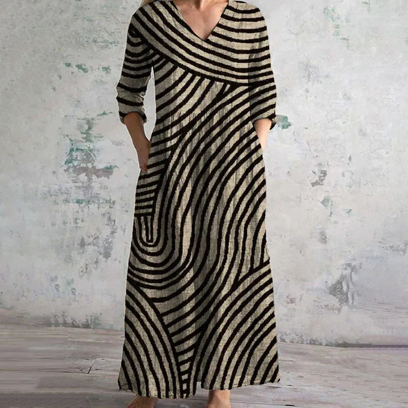 Kyla | Vintage gestreifte Maxi-Kleid