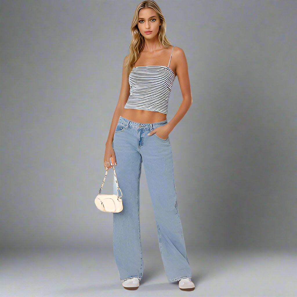Damen niedrige Taille Straight-Leg Jeans - entspannte Passform für lässige Looks