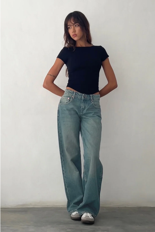 Damen niedrige Taille Straight-Leg Jeans - entspannte Passform für lässige Looks
