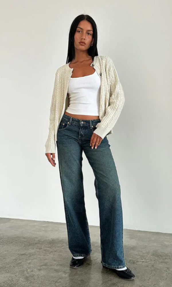 Damen niedrige Taille Straight-Leg Jeans - entspannte Passform für lässige Looks