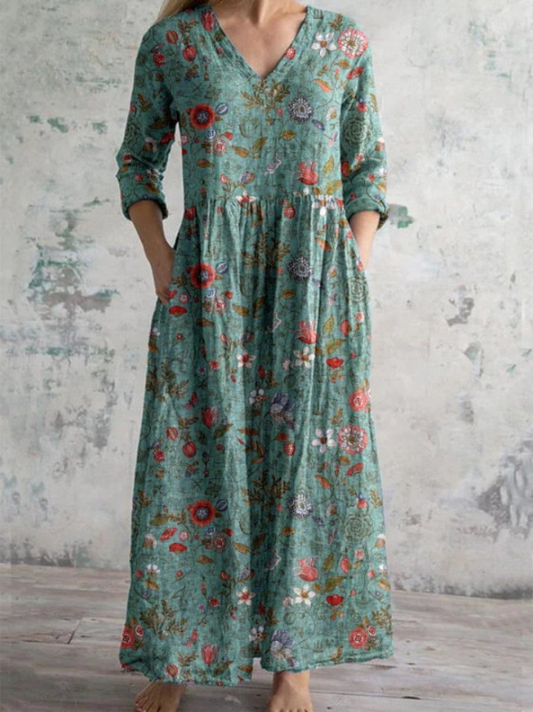 Celestine | Maxikleid mit Vintage-Blumenmuster