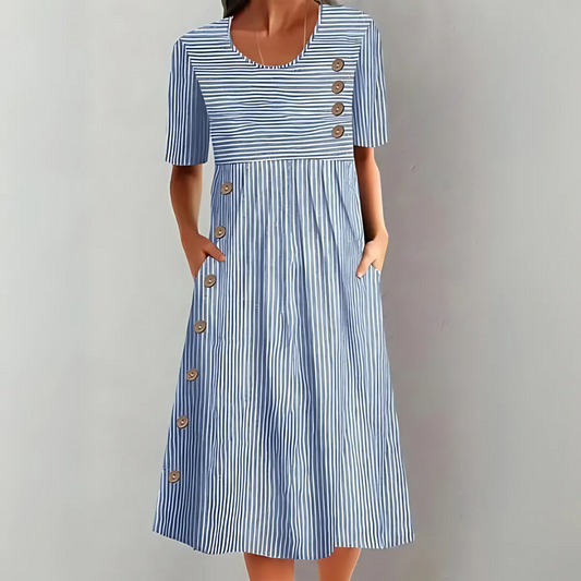 Mirone™ | Midi Kleid Gestreift Baumwolle