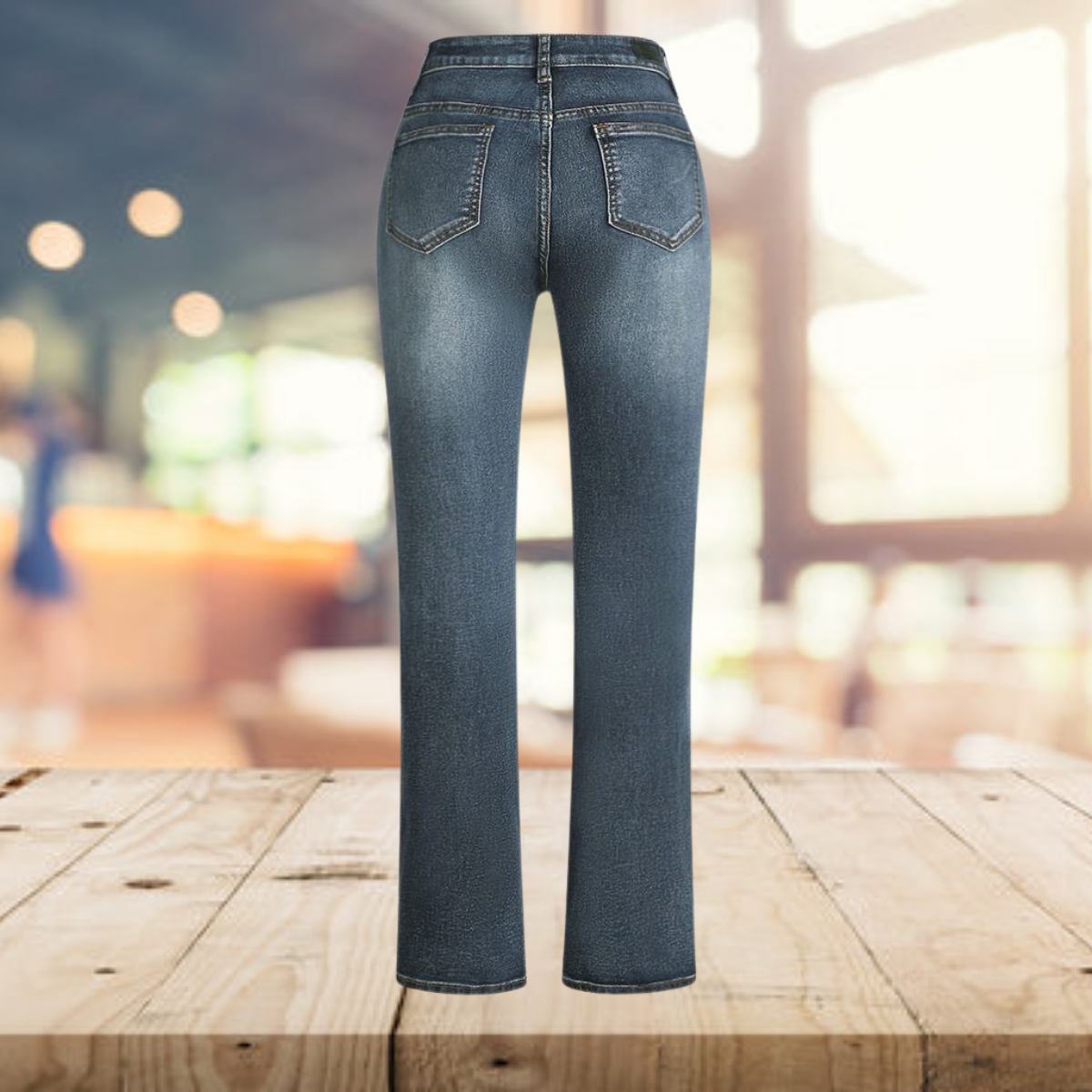 Damen Bootcut-Jeans mit Blumenstickerei - elegante Freizeitkleidung