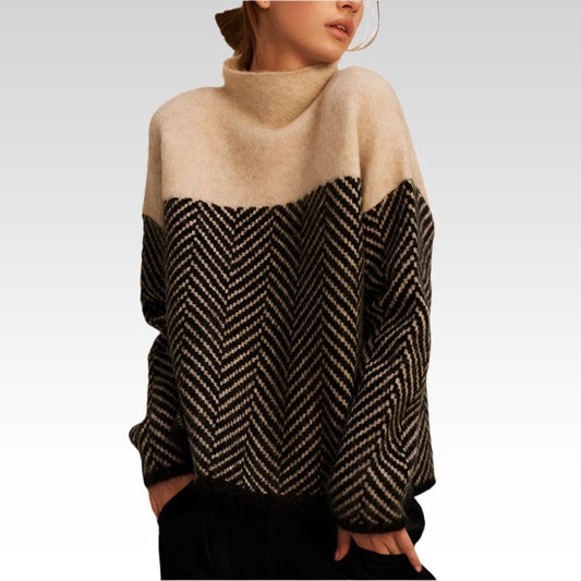 Sophie | Rollkragenpullover mit Fischgrät-Details