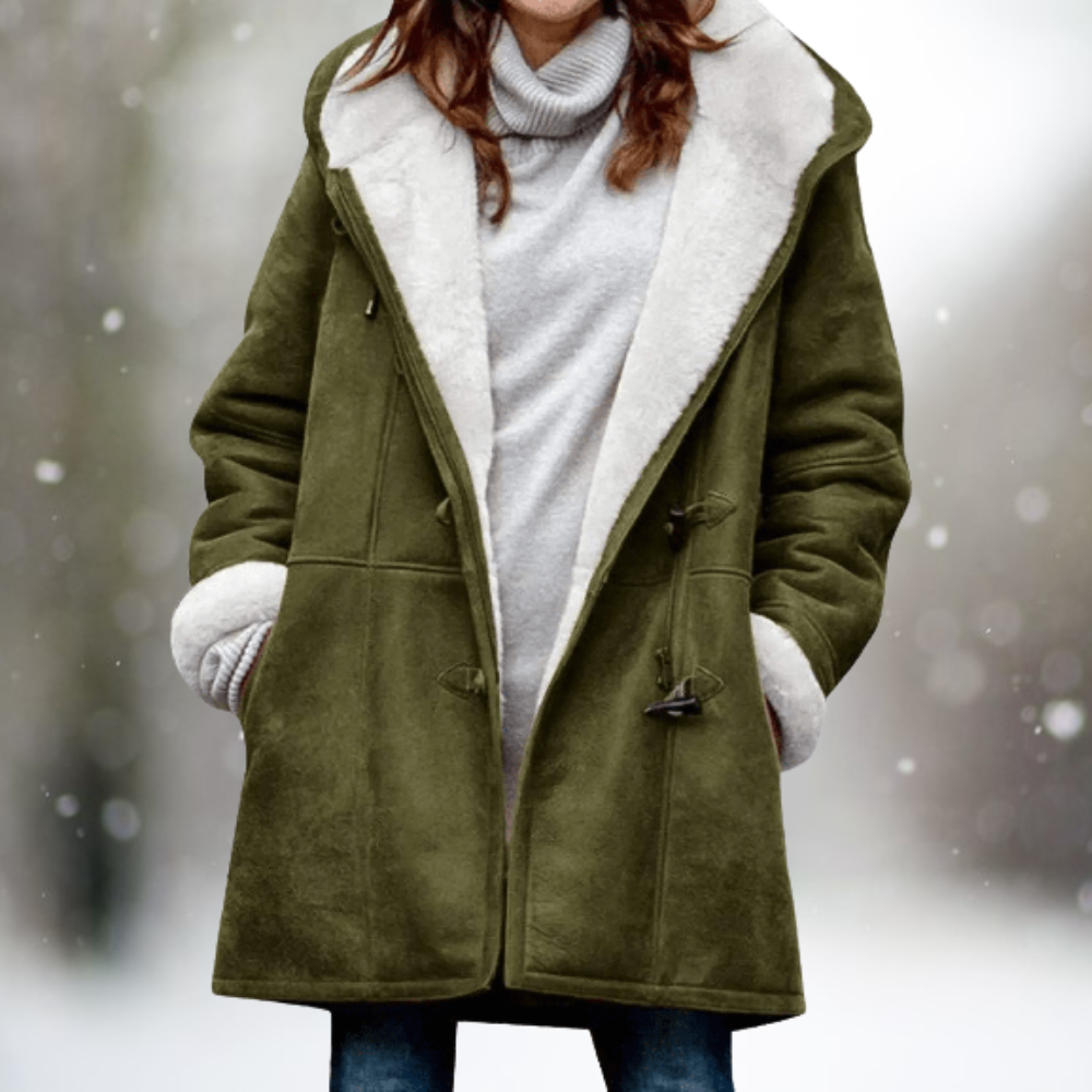 Svetlana – Premium-Wildlederjacke mit halblanger Kapuze
