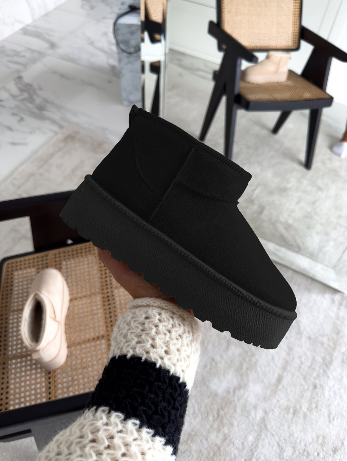 Warme Gefütterte Damen Stiefeletten Mit Plattformsohle