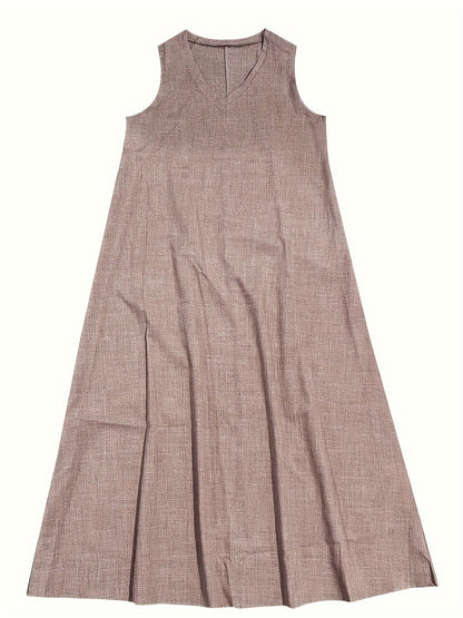 V-Ausschnitt Ärmelloses Kleid - A-Linie Lange Kleider