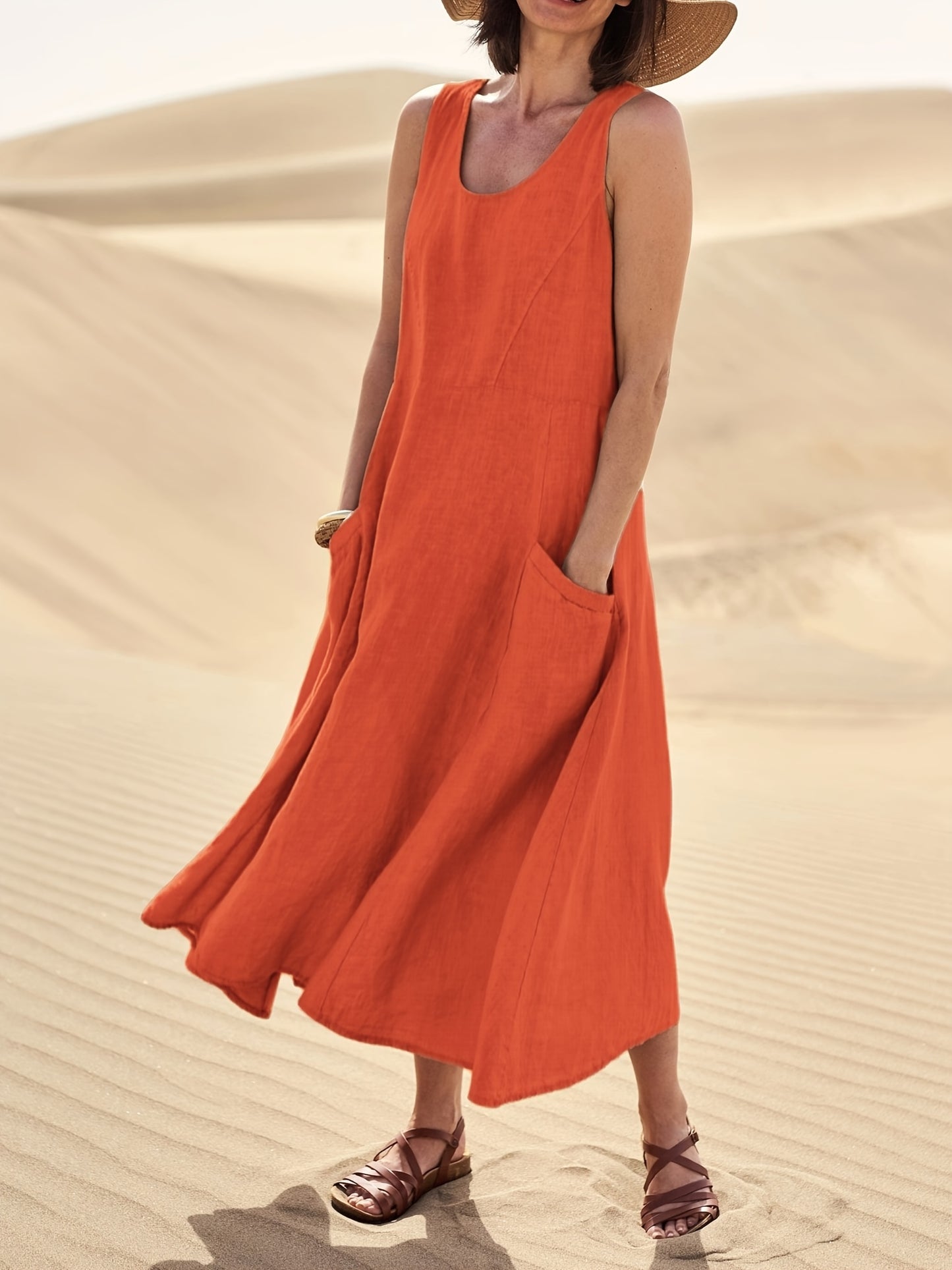 Casual Ärmelloses A-Linien Kleid