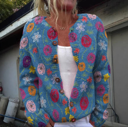 Tilda | Blaues Vest mit Blumenmuster