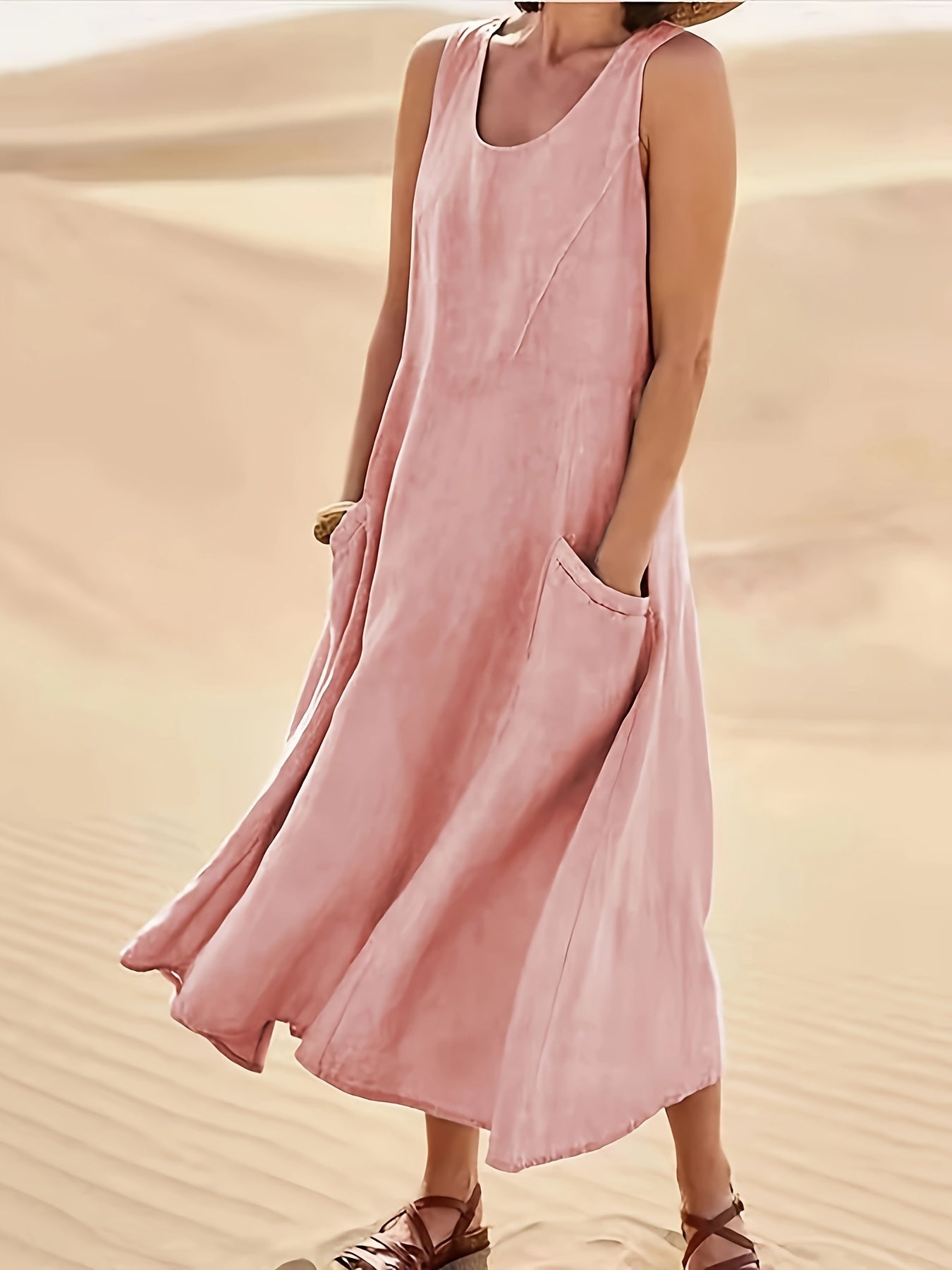 Casual Ärmelloses A-Linien Kleid