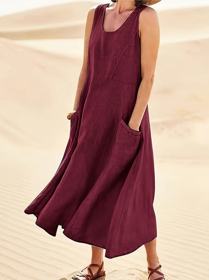Casual Ärmelloses A-Linien Kleid