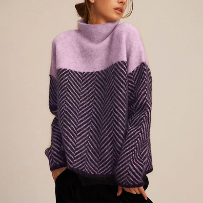 Sophie | Rollkragenpullover mit Fischgrät-Details