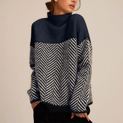 Sophie | Rollkragenpullover mit Fischgrät-Details
