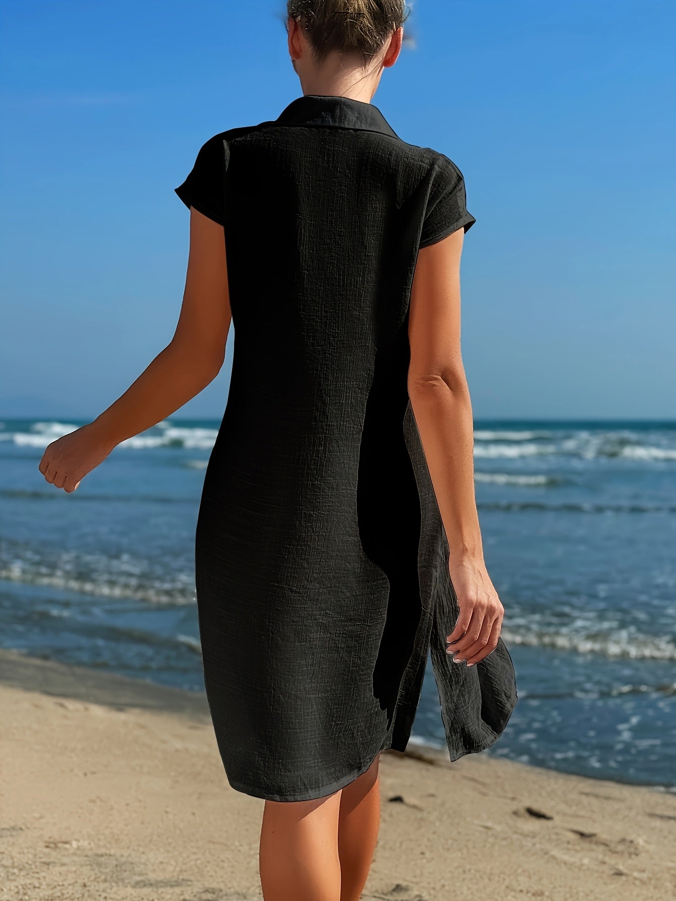 Elegantes Quadrat-Hals Strandshirt