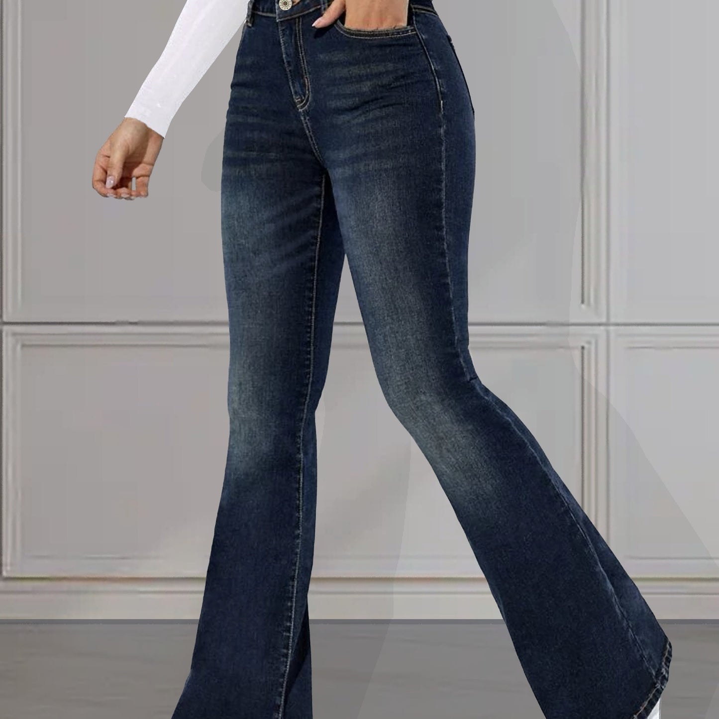Ausgestellte Jeans - trendige seegrüne Damen-Jeans