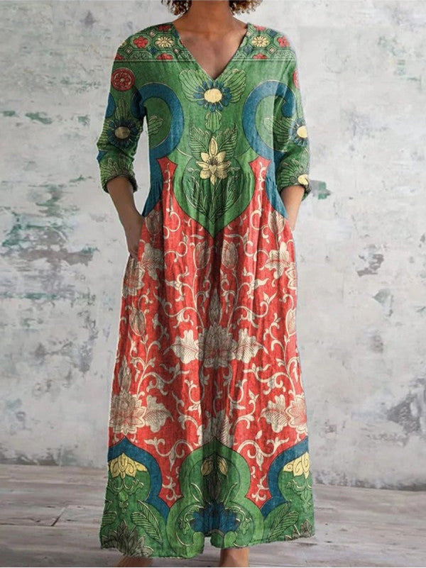 Celestine | Maxikleid mit Vintage-Blumenmuster