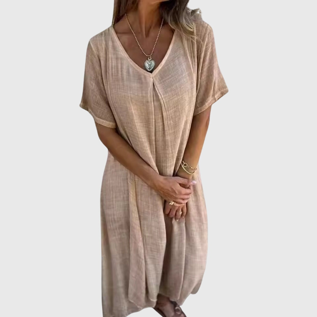 Fiona I Elegant Lightweight V-Neck Dress