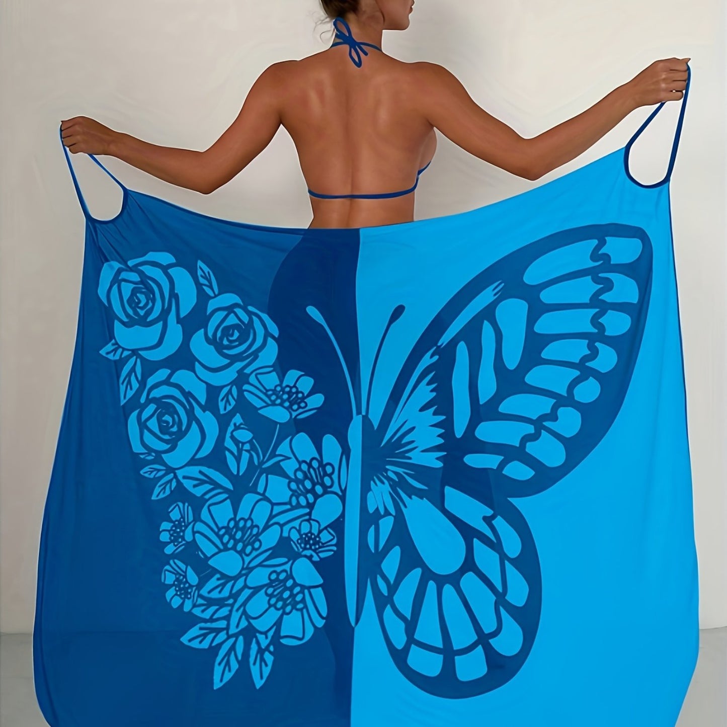 Bohemian Stil Mesh Schmetterlingsdruck Strandkleid