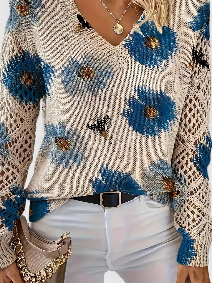 Aurélie | Eleganter Pullover mit Blumendesign