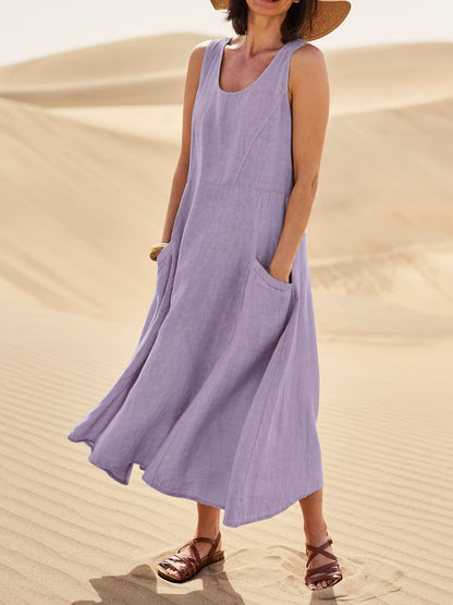 Casual Ärmelloses A-Linien Kleid