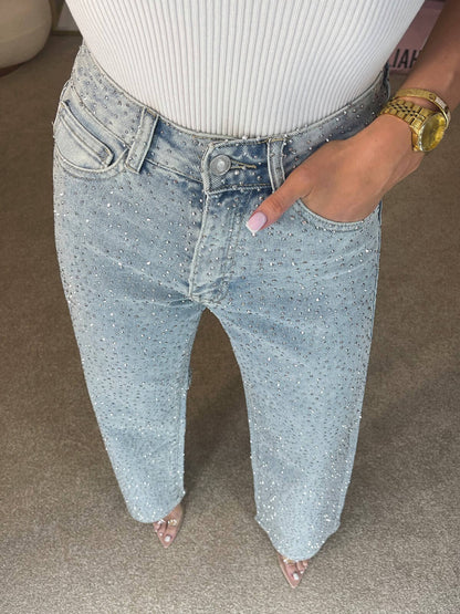Damen Bootcut & Flared Jeans - schicke funkelnde weite Jeans - stilvolle Freizeit-Hosen für verschiedene Anlässe
