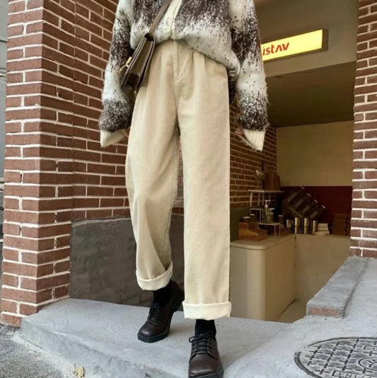 Damen Corduroy-Hose mit hoher Taille - lässiger Stil aus weichem Stoff für jeden Tag