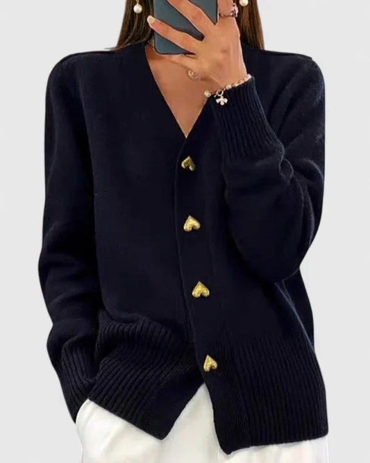 Annette | Eleganter Cardigan mit Herzknöpfen