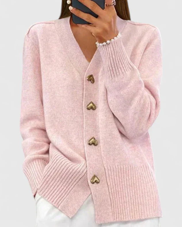 Annette | Eleganter Cardigan mit Herzknöpfen