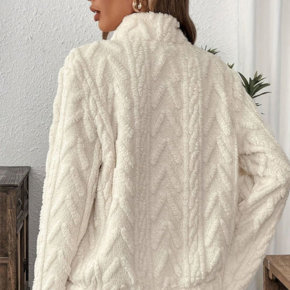 Sweatshirt mit halbem Reißverschluss und flauschiger Tasche